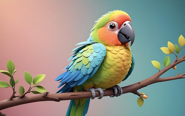 Cute parrot perched on a branch