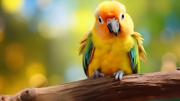 Cute parrot on tree branch