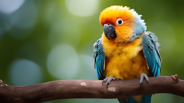 Cute parrot on tree branch