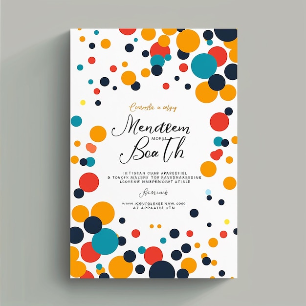 Photo cute party invitation with colorful polkadotted border