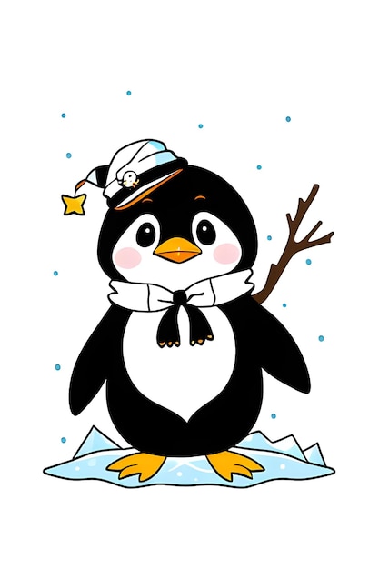 Cute penguin on snow