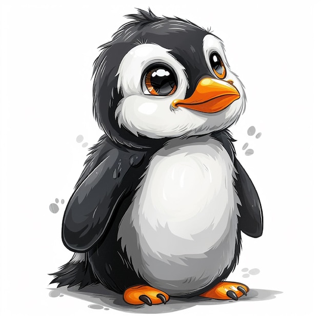 Cute Penguin sticker animal cartoon illustration isolated on transparent background