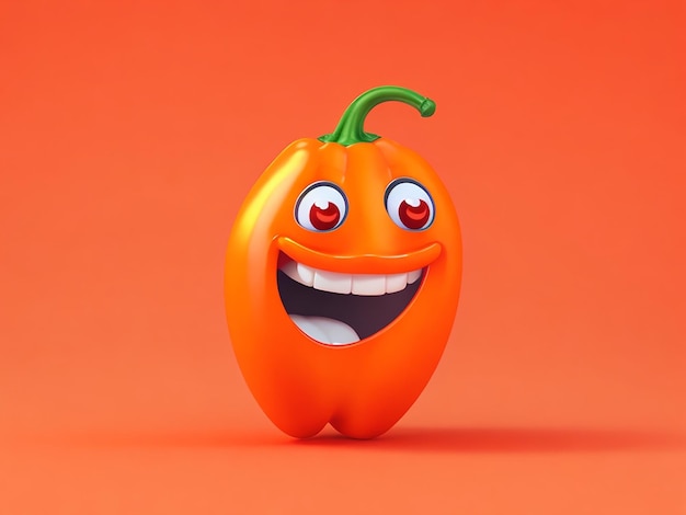 Cute pepper 3d cartoon character generated by AI