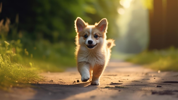 Cute Pet Dog on Walk Minimalistic and Superb Clean Image AI Generated