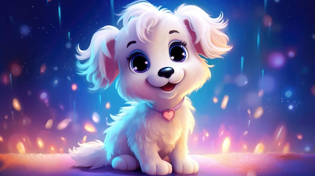 Cute pet puppy on a bright holiday background