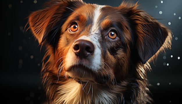 Cute pets purebred dogs sitting indoors looking at camera generated by artificial intelligence