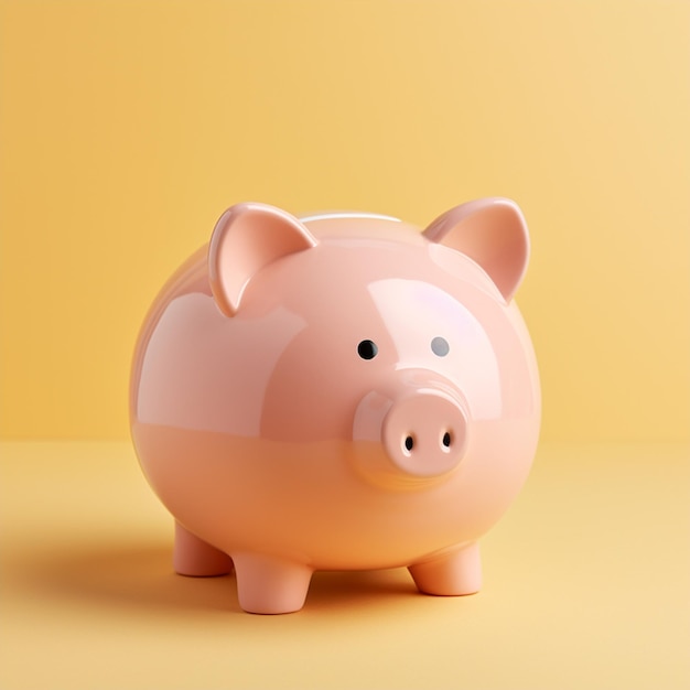 Cute piggy bank on color background