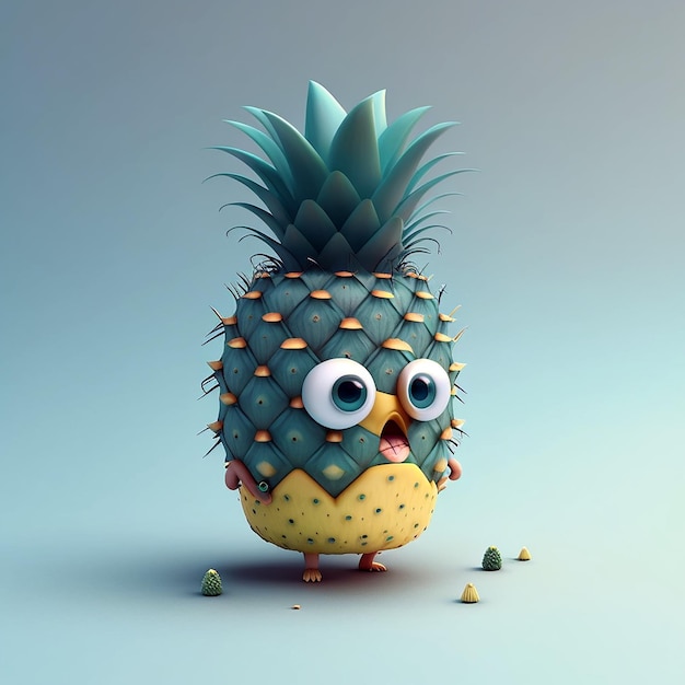 Cute Pineapple Character Using Generative AI