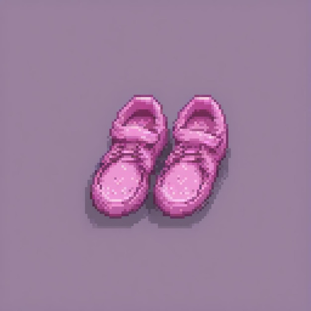 Photo cute pink baby shoes on a vibrant purple background perfect for baby girl outfits