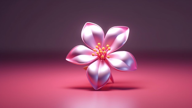 cute pink cartoon flower generative ai