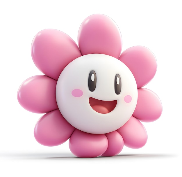 Photo cute pink flower with a smiling face