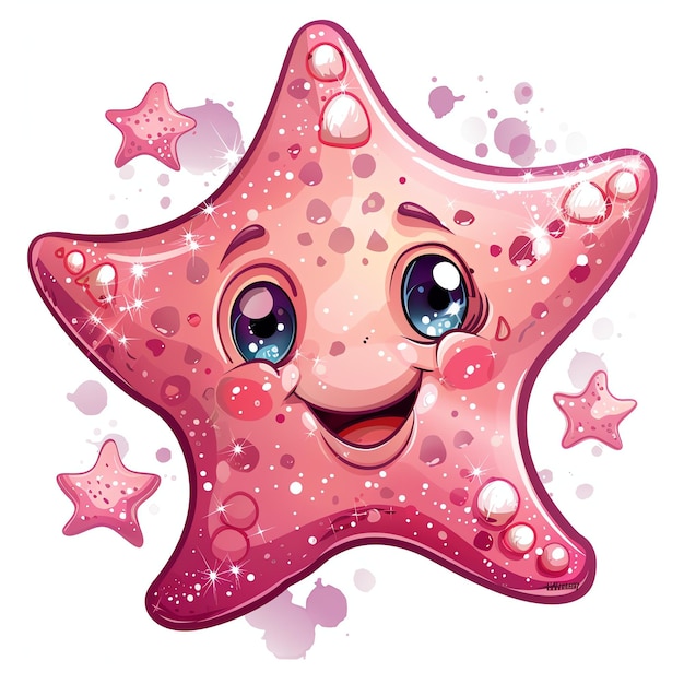 cute pink star marine style illustration