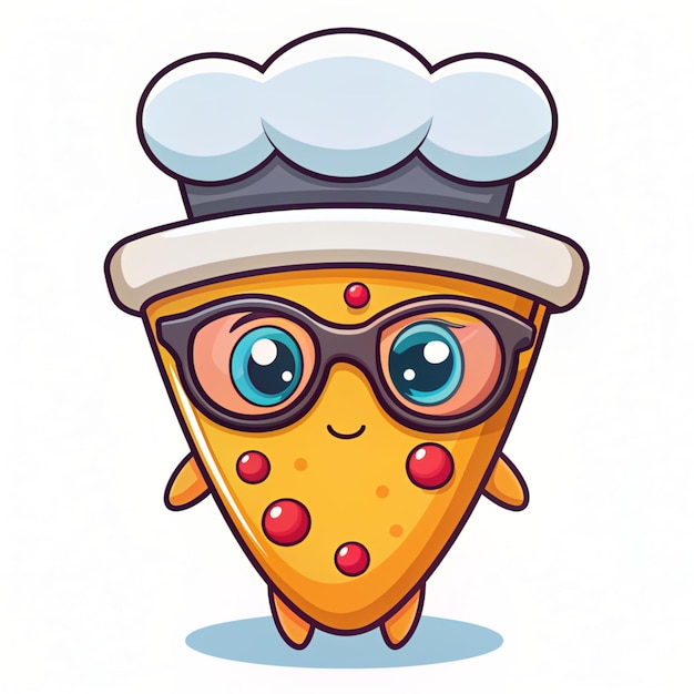 Photo cute pizza cheese chef cartoon vector icon illustration food profession icon concept isolated premium vector flat cartoon style