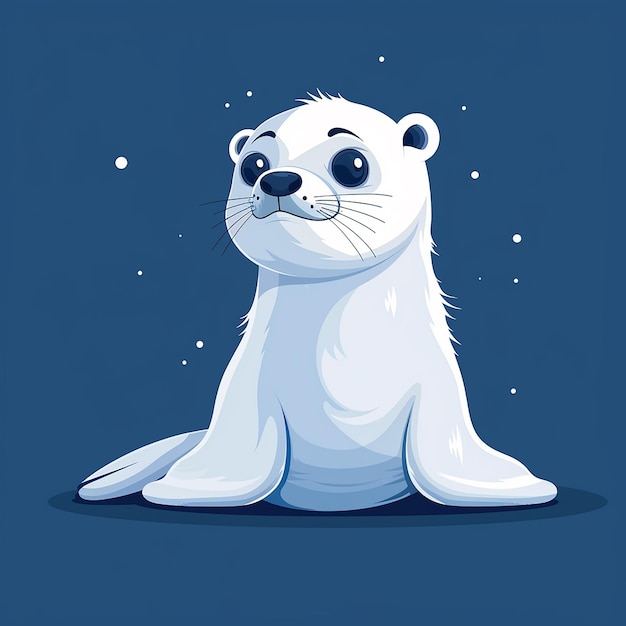 Cute Polar Bear Hunting Seal Cartoon Vector Icon