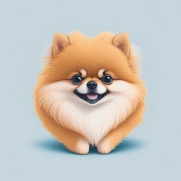 cute Pomeranian flat vector illustration