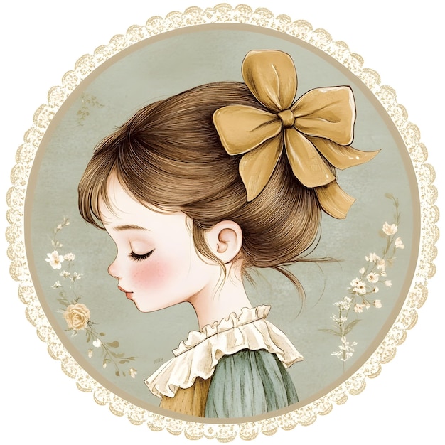 Cute portrait of a beatiful girl with a bow clipart