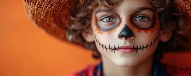 Photo cute portrait of a teenager with halloween makeup ai generated