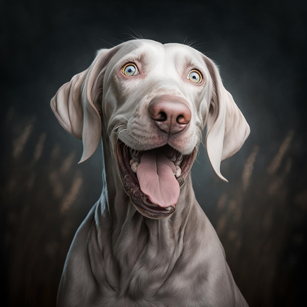 Cute portrait the weimar dog isolated on white background Generative AI