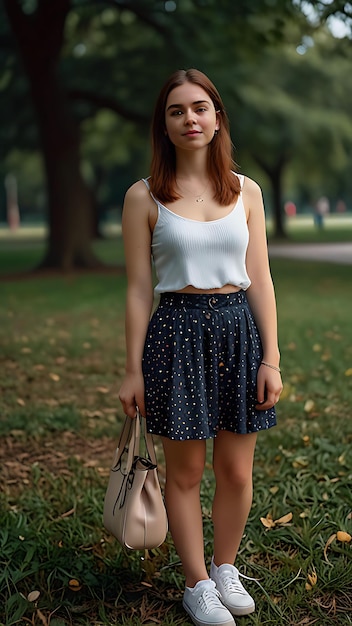 Photo cute and pretty woman in summer dress