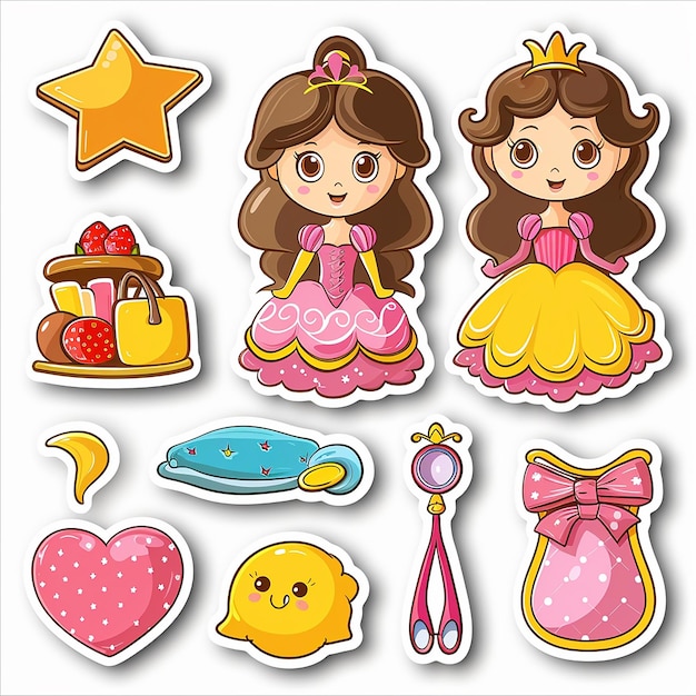 cute princess cartoon sticker card set