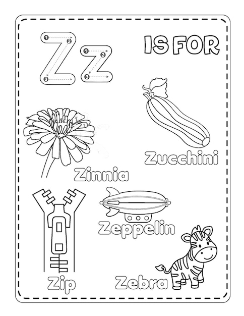 Cute Printable Alphabet Z Coloring Pages