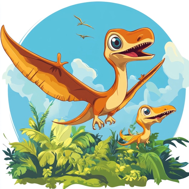 Photo cute pterosaurs dinosaur cartoon