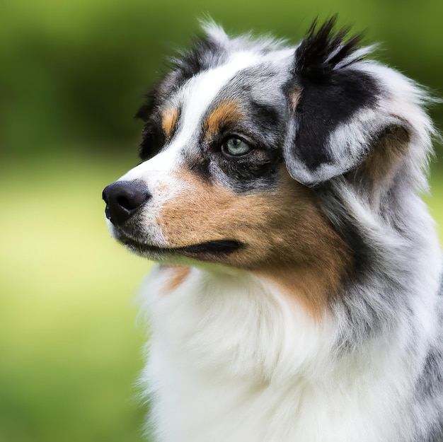 cute puppy dog with green grass bokeh background premium photo