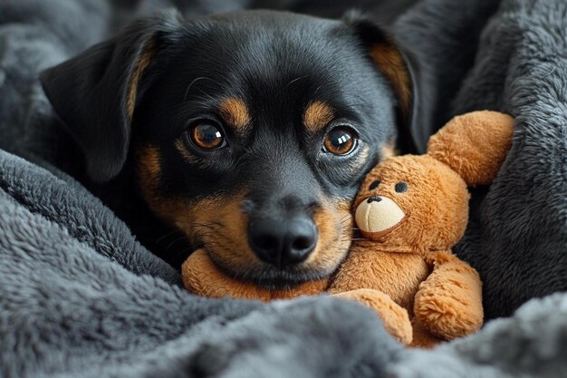 Cute Puppy With Toy photo