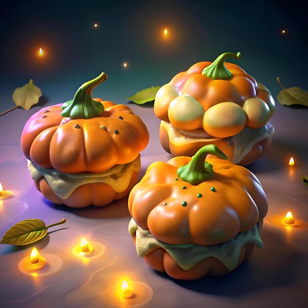 Photo cute and quirky pumpkin shaped treats perfect for halloween or autumn celebrations