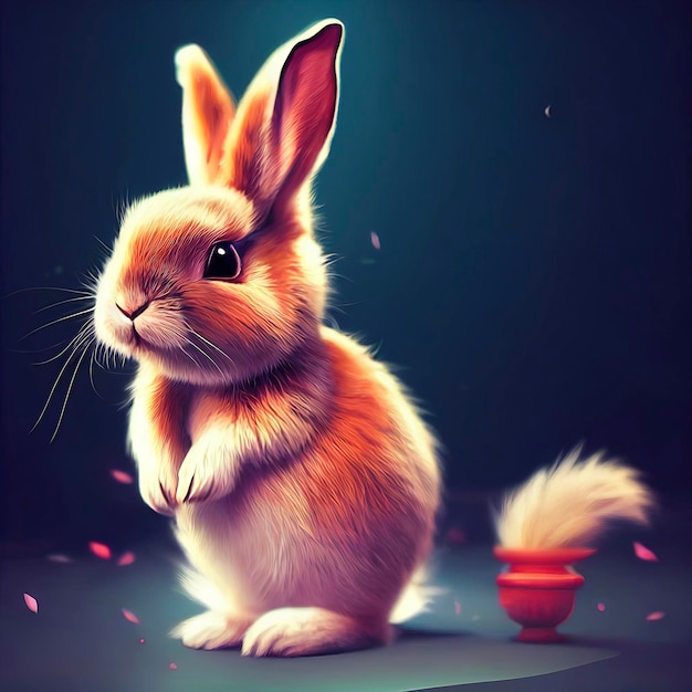 cute rabbit in chinese scenary