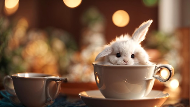 Cute rabbit in a cup