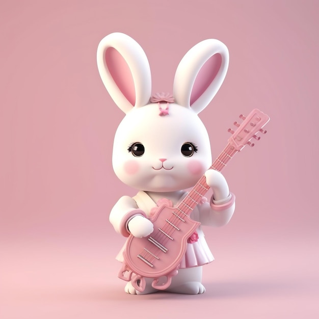 cute rabbit japanese kawaii style at an virtual idol concept