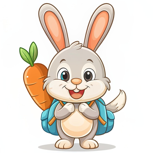 Photo cute rabbit with carrot bag cartoon vector icons illustration flat cartoon concept suitable for any creative project