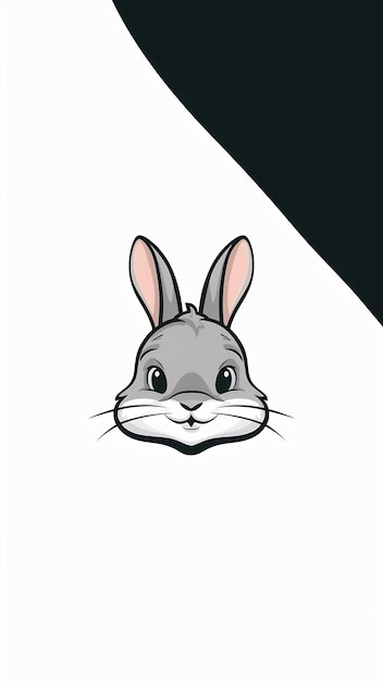 Photo cute rabbits muzzle little bunny in cartoon style