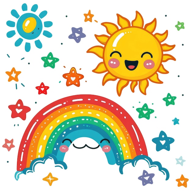 Photo cute rainbow character illustration