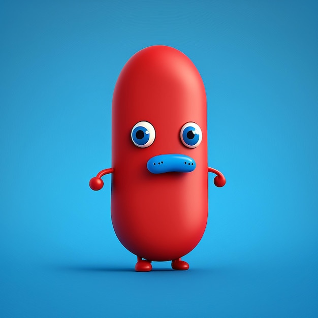 Cute Red Cartoon Sausage Character Illustration By Generative AI