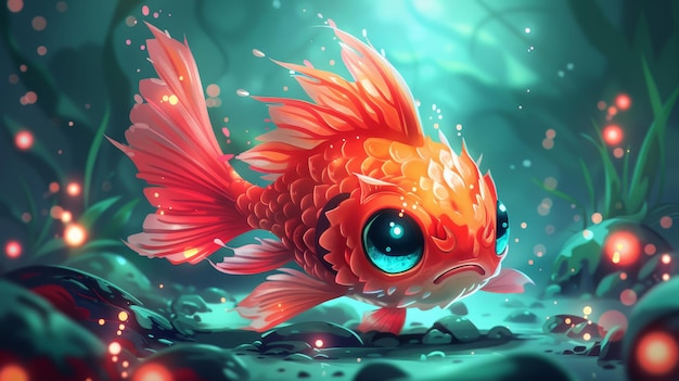 A Cute Red Fish Illustration