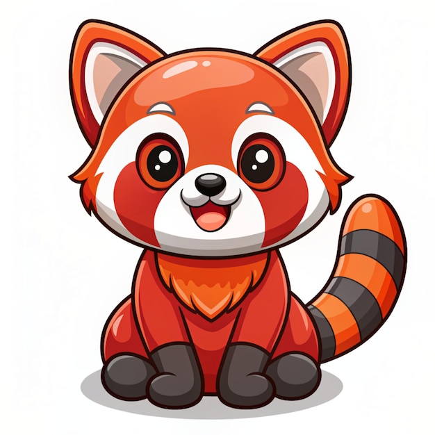 Photo cute red panda cartoon vector icon illustration animal icon concept isolated premium vector flat cartoon style