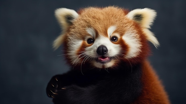 A cute red panda grooming itself AI generated