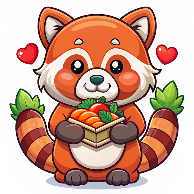 Cute Red Panda Sandwich Cartoon Vector Icon Illustration Animal Food Icon Concept Isolated Premium Vector Flat Cartoon Style