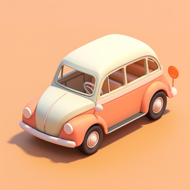 Cute retro car in Isometric view Made with Generative AI