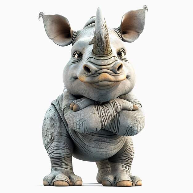 Cute Rhinoceros cartoon character Adorable Rhinoceros cartoon Illustration