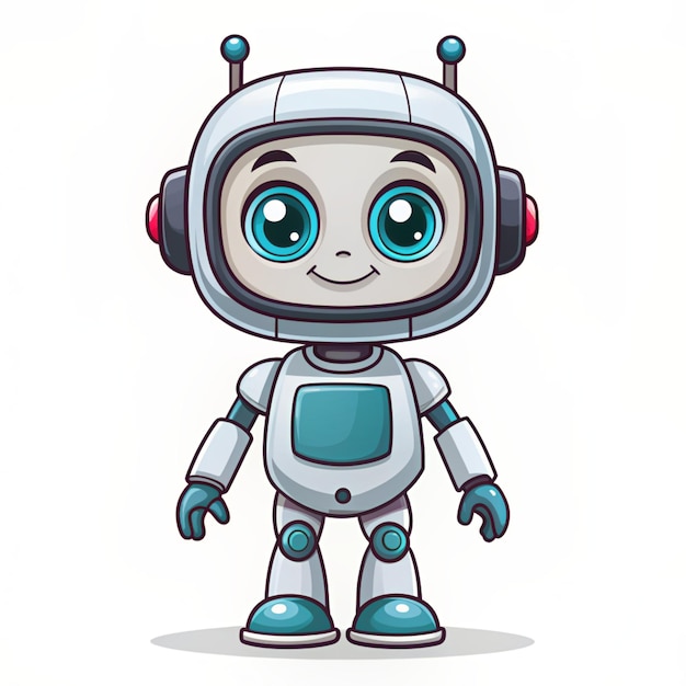 Cute Robot Cartoon Vector Icon Illustration Science Technology Icon Concept Isolated Premium Vector Flat Cartoon Style