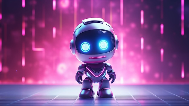 cute robot on a neon background