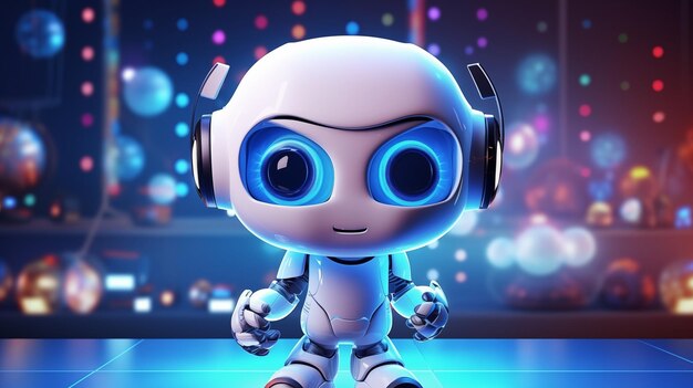 cute robot smiling on a colorful background