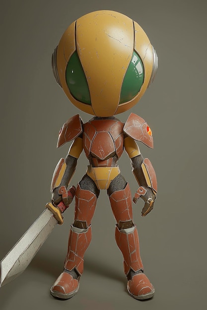 Cute Robot Warrior with Sword