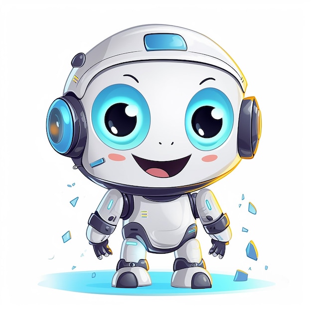 Photo cute robot with expressive emotions character background