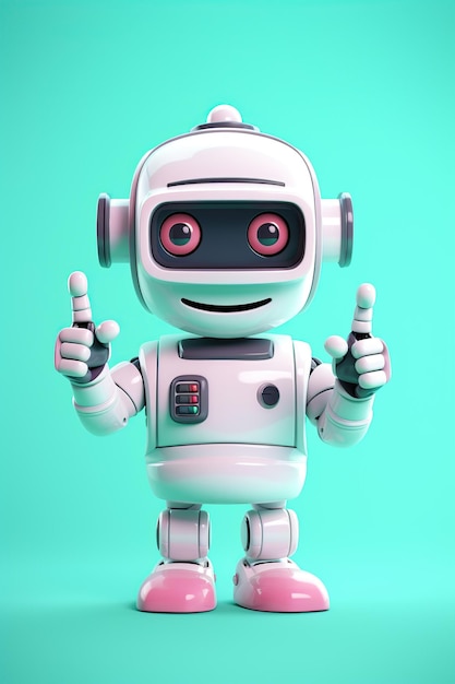 Cute robot with thumbs up 3D render style AI Generated