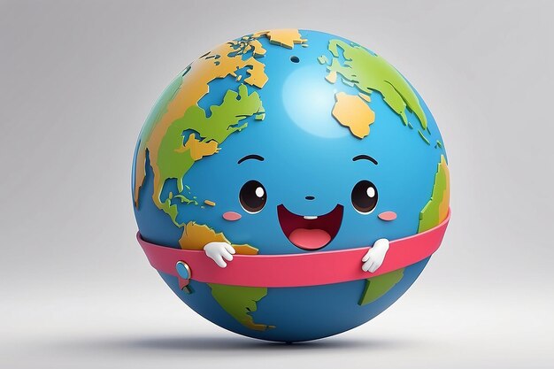 Photo cute running globe icon