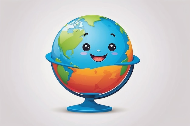 Photo cute running globe icon